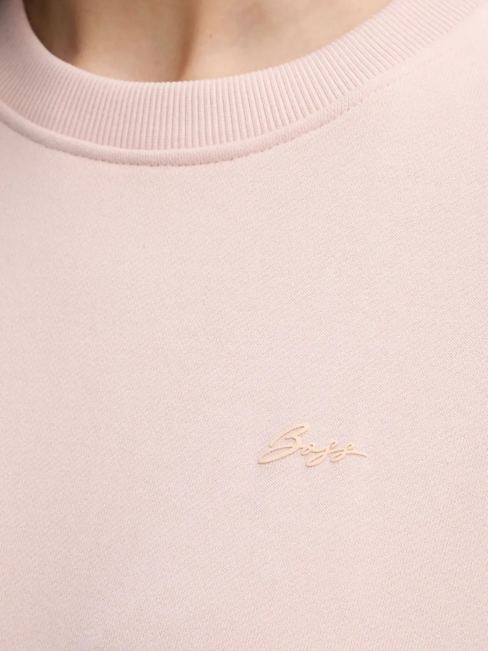 BOSS rubberized-logo crew-neck sweatshirt Roze