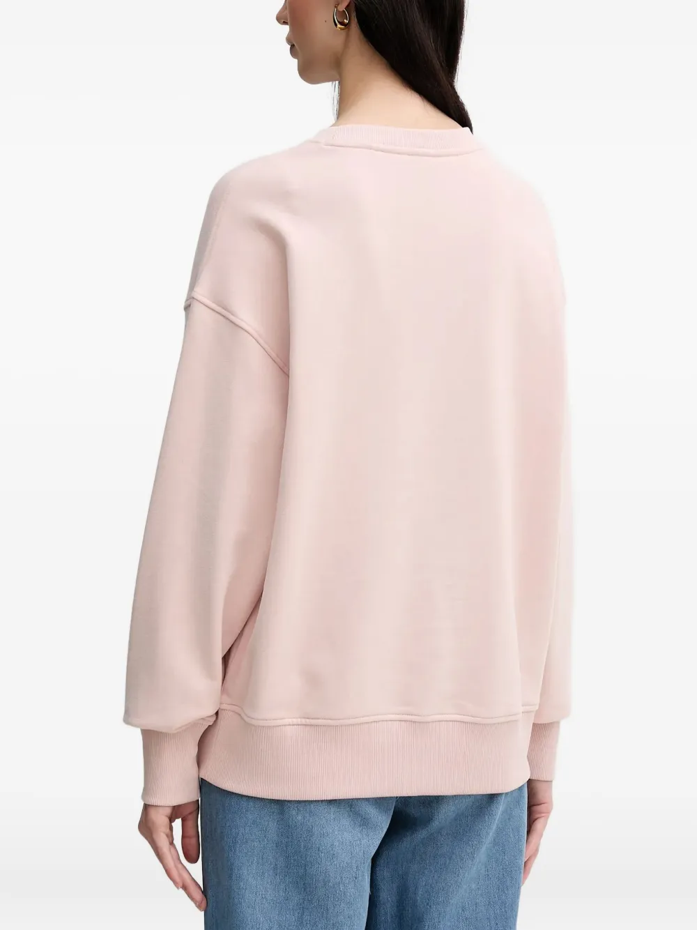 BOSS rubberized-logo crew-neck sweatshirt Roze