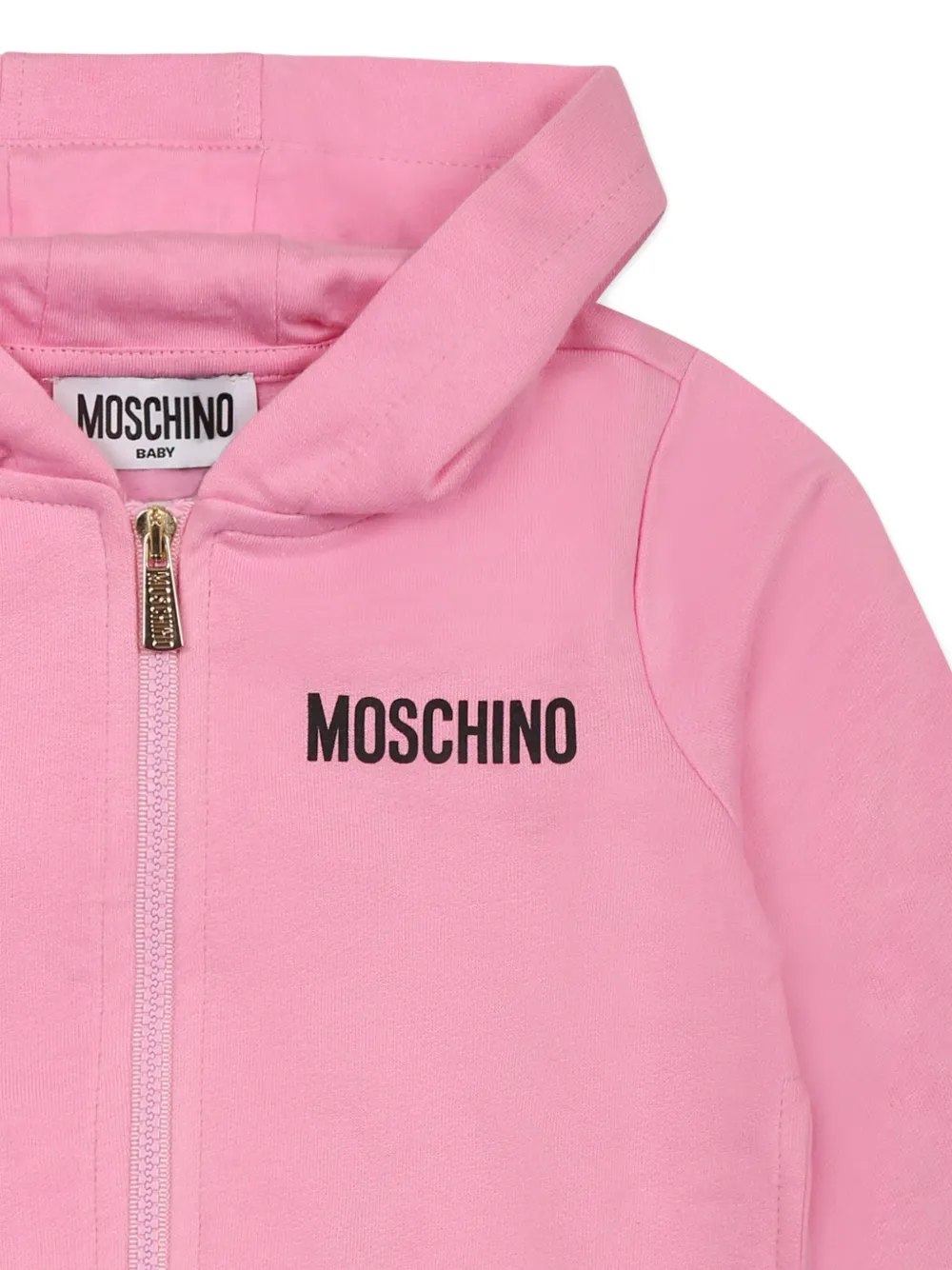 Moschino Kids logo-embroidered hoodie Roze