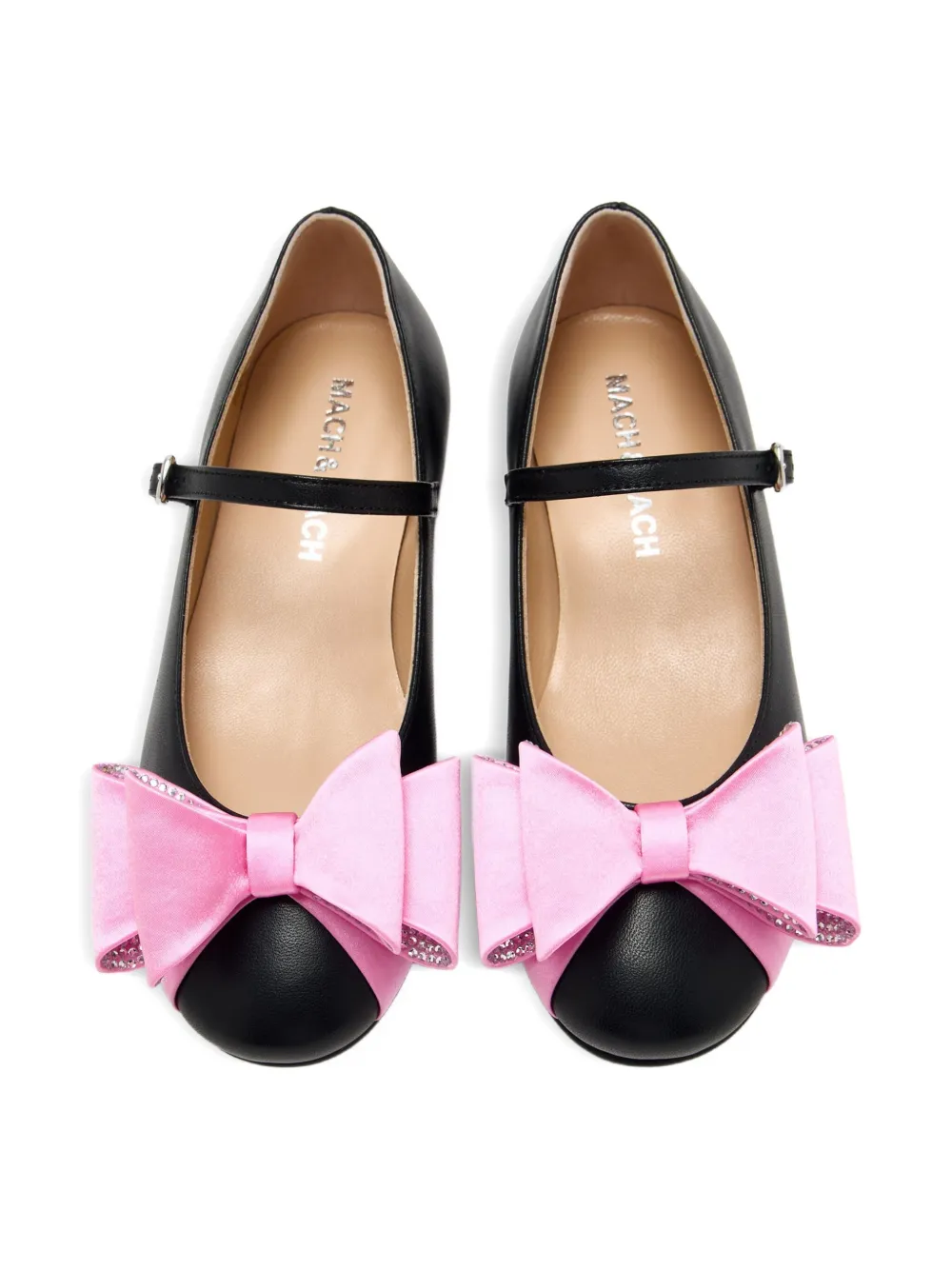 MACH & MACH Ballerina's verfraaid met kristallen en strik Zwart