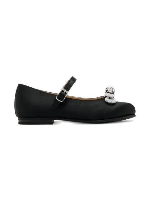 MACH & MACH crystal-embellished satin ballet flats 