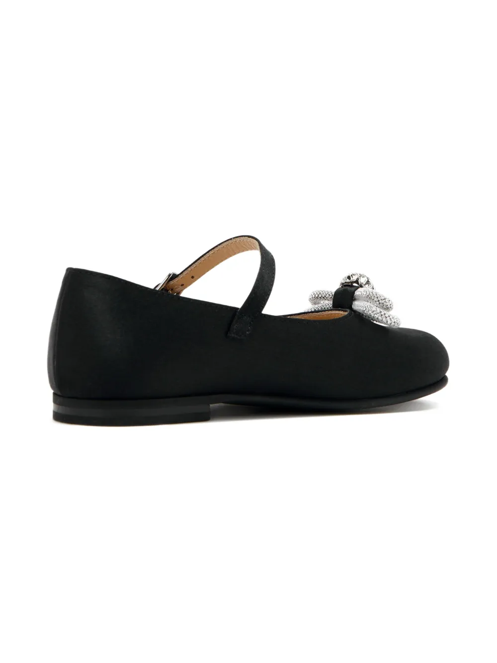 MACH & MACH crystal-embellished satin ballet flats Black