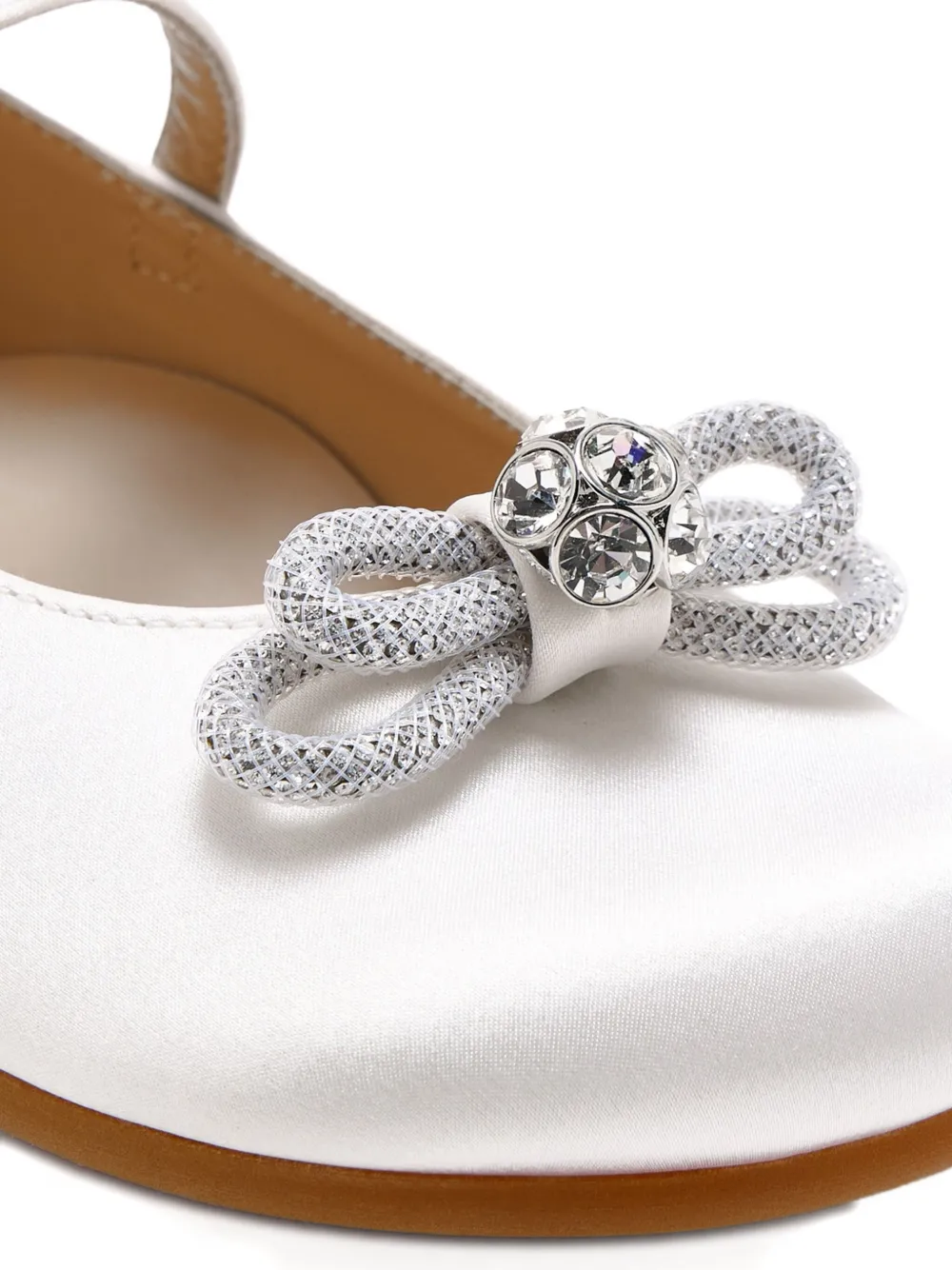 MACH & MACH satin crystal-bow ballet flats White
