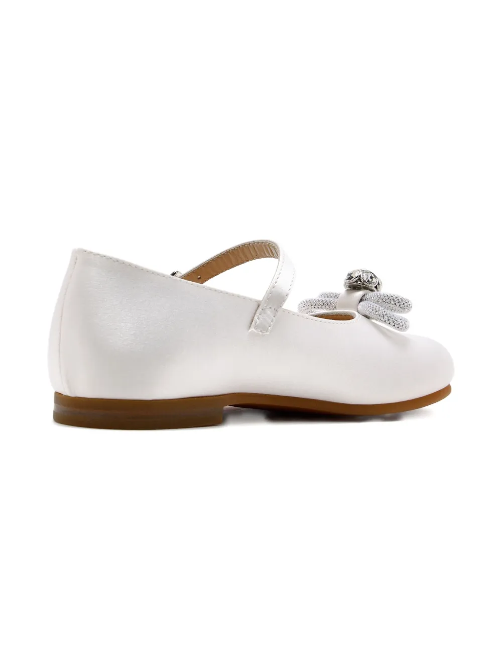 MACH & MACH satin crystal-bow ballet flats White