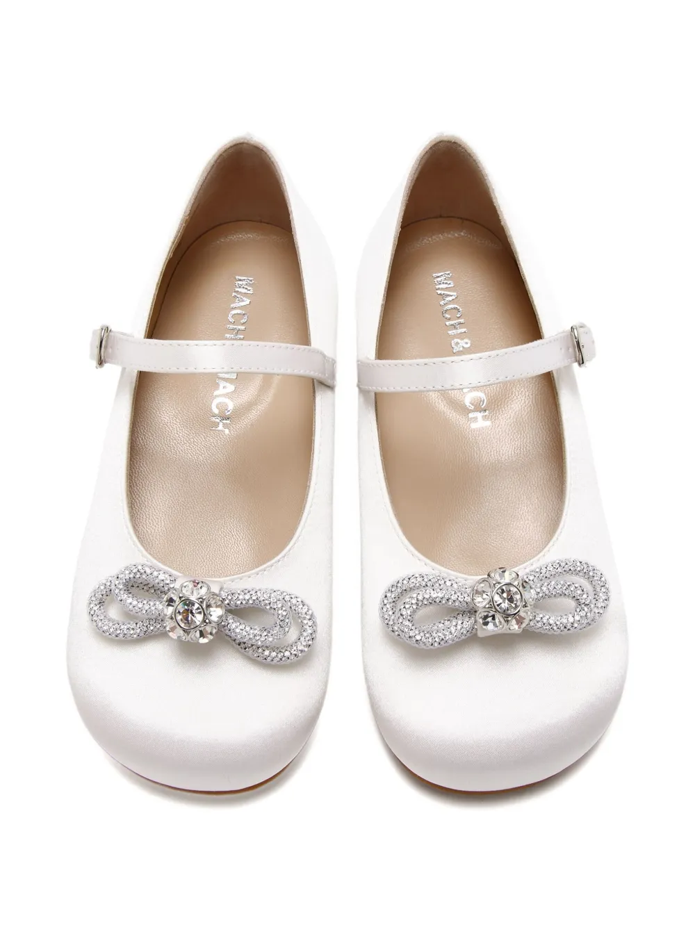 MACH & MACH satin crystal-bow ballet flats White
