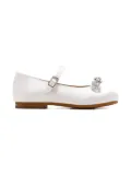 MACH & MACH satin crystal-bow ballet flats - White