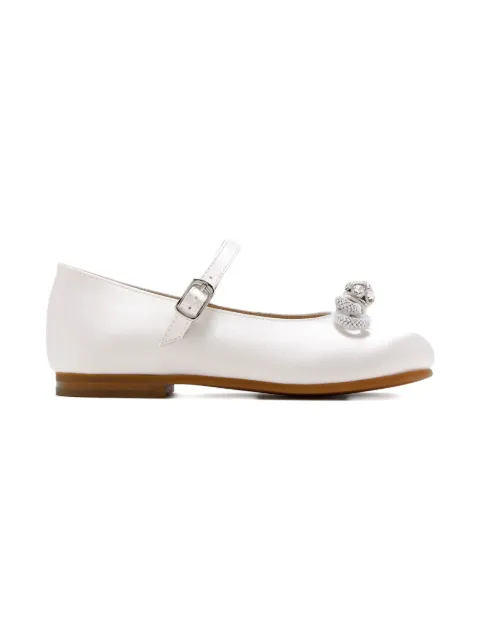 MACH & MACH satin crystal-bow ballet flats