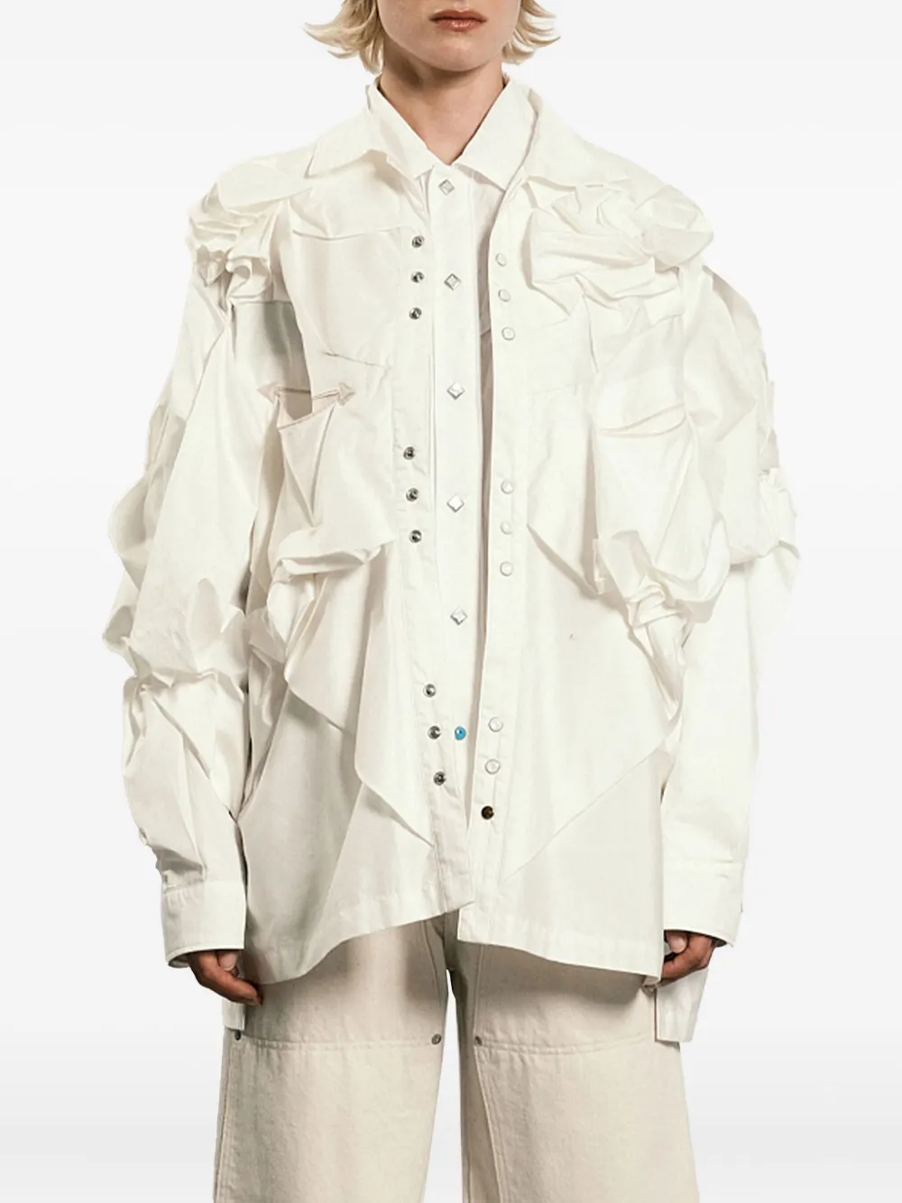 Tanaka layered-ruffles shirt - ホワイト Tanaka layered-ruffles shirt - ホワイト