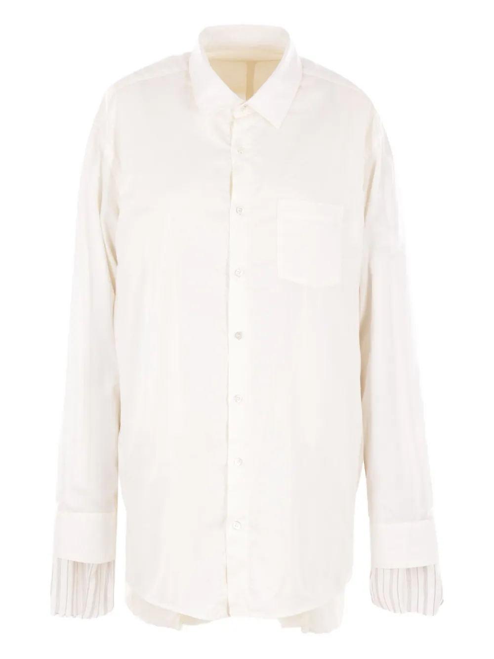 Maison Margiela striped-sleeve reversible shirt Wit
