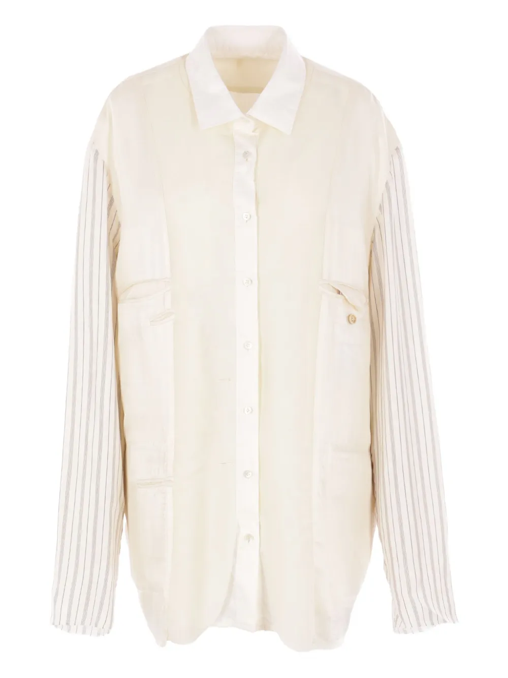 Maison Margiela striped-sleeve reversible shirt Wit