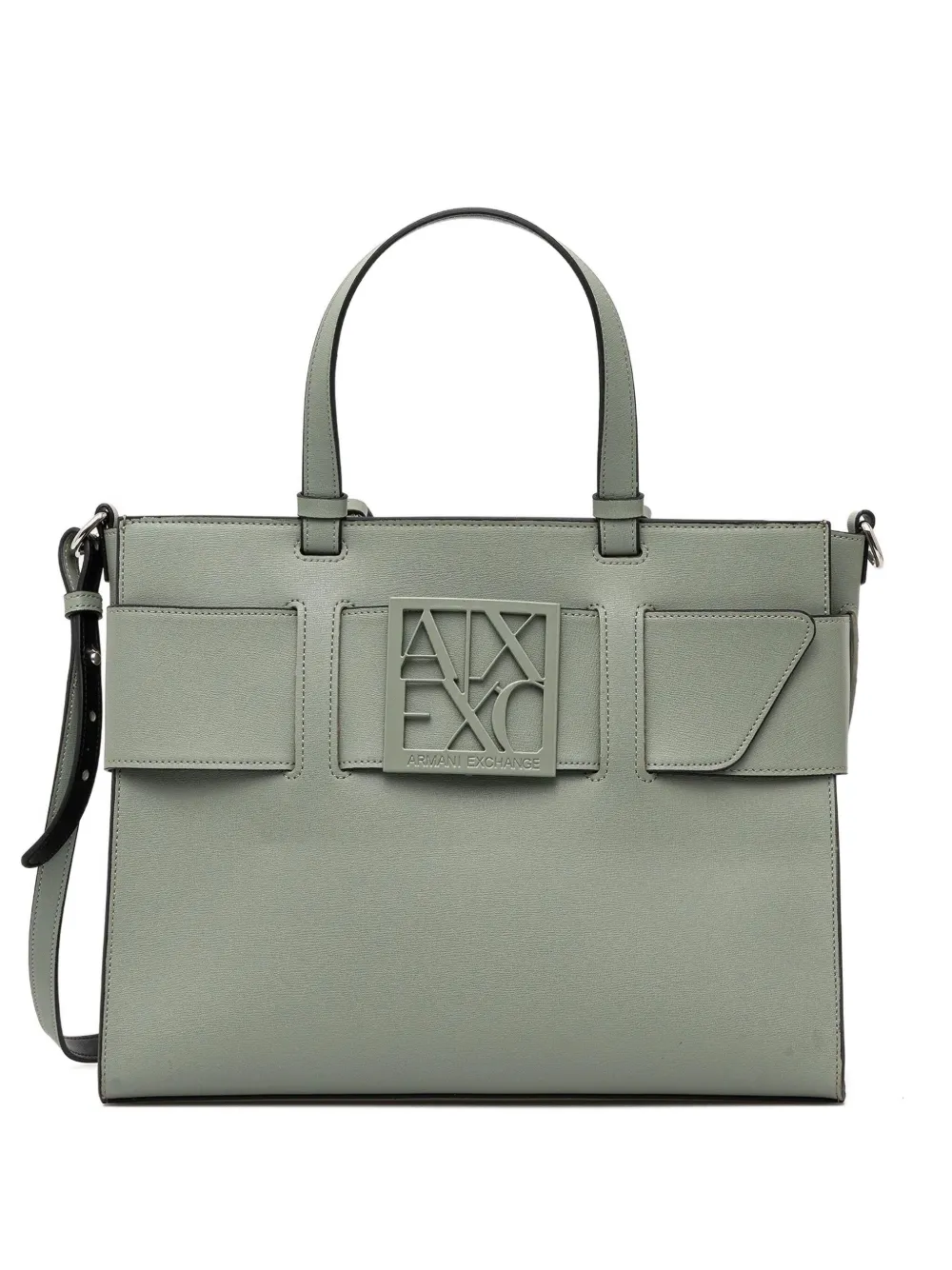 Armani Exchange ロゴプレート ハンドバッグ - グリーン Armani Exchange ロゴプレート ハンドバッグ - グリーン