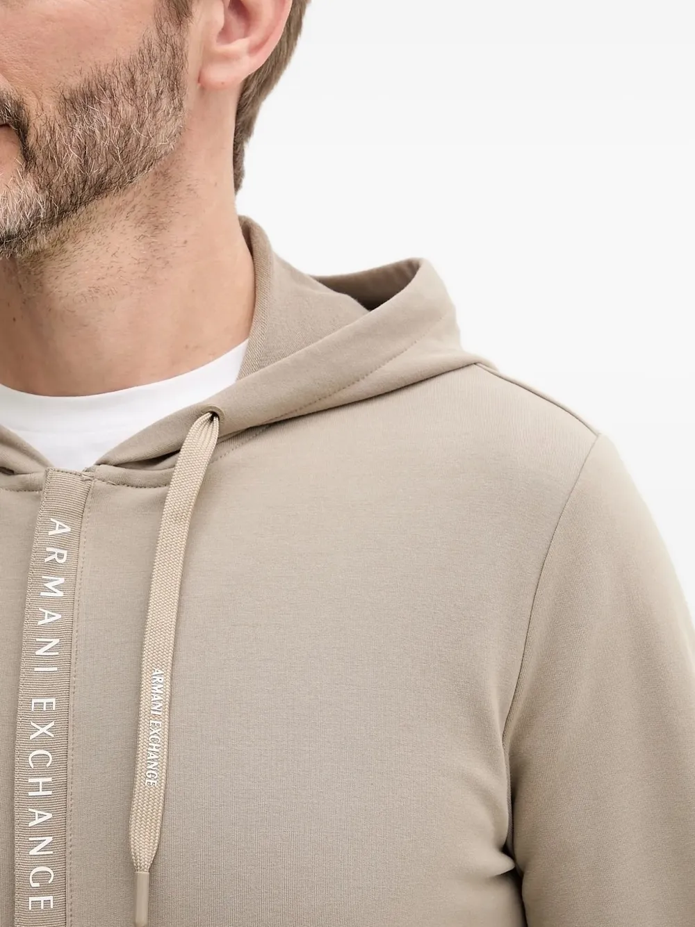 Armani Exchange Hoodie met rits en logodetail Beige