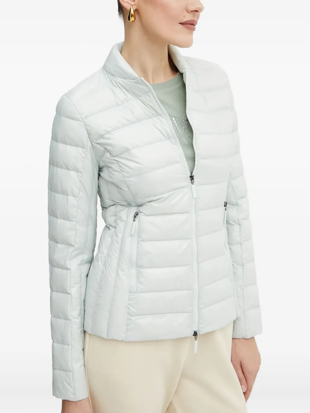 Armani Exchange quilted hooded jacket Blauw
