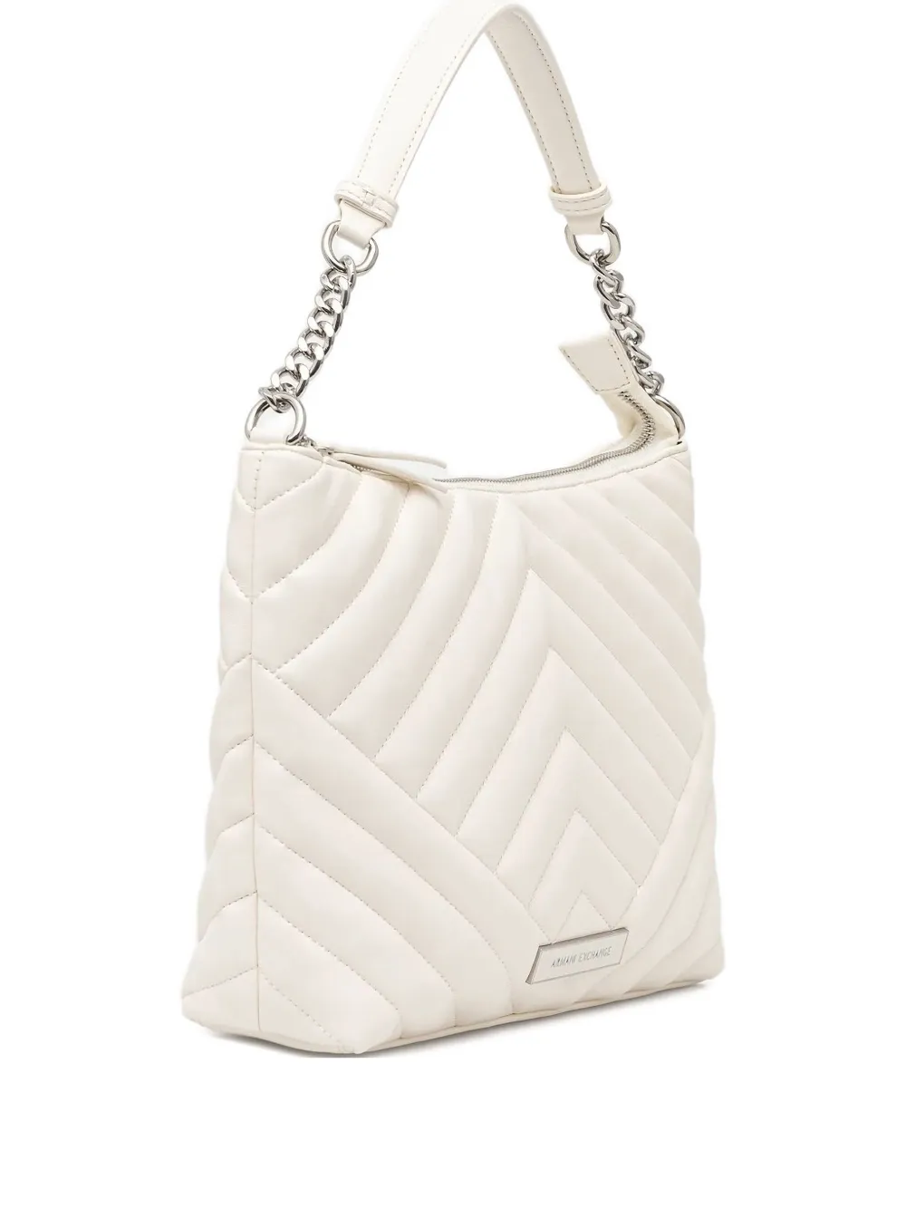 Armani Exchange Medium gewatteerde schoudertas met ketting Wit