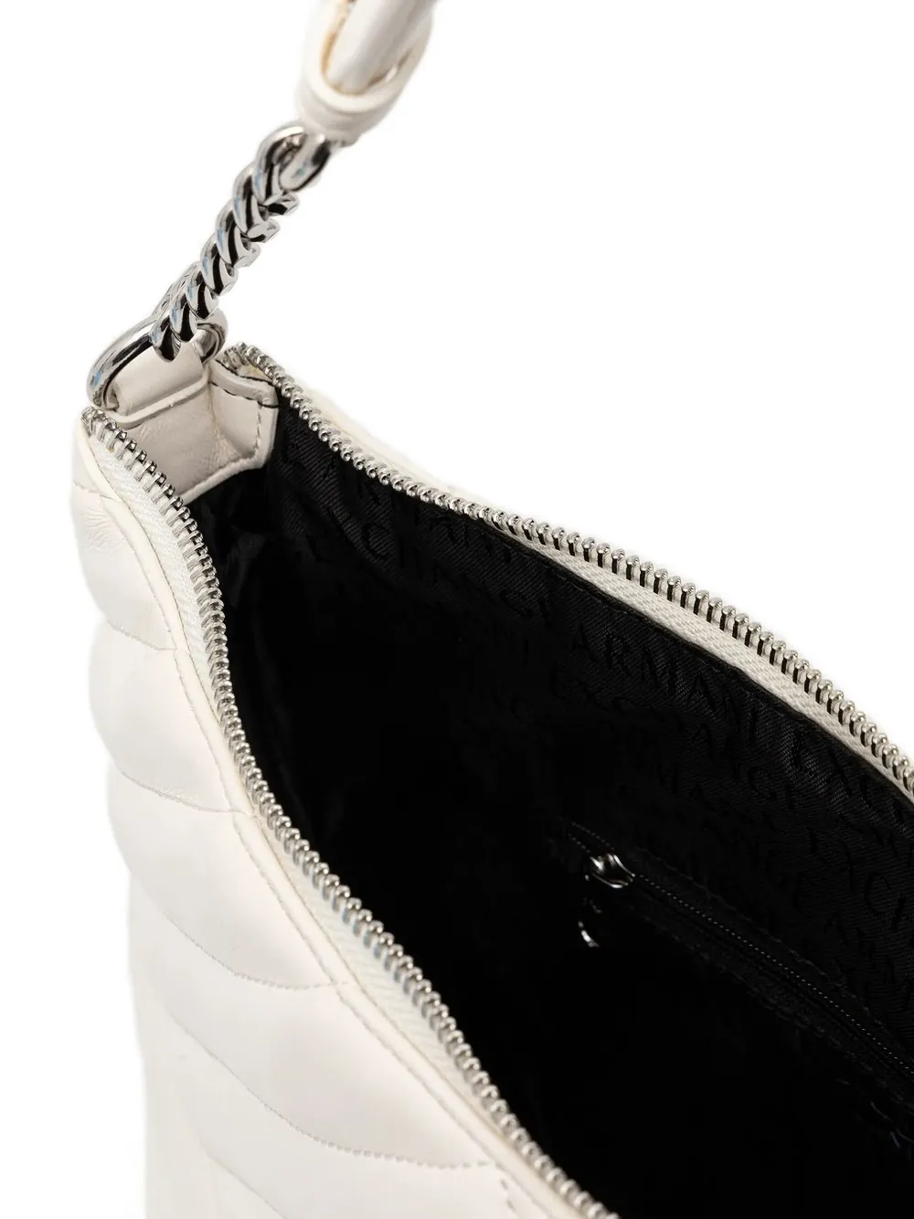 Armani Exchange Medium gewatteerde schoudertas met ketting Wit