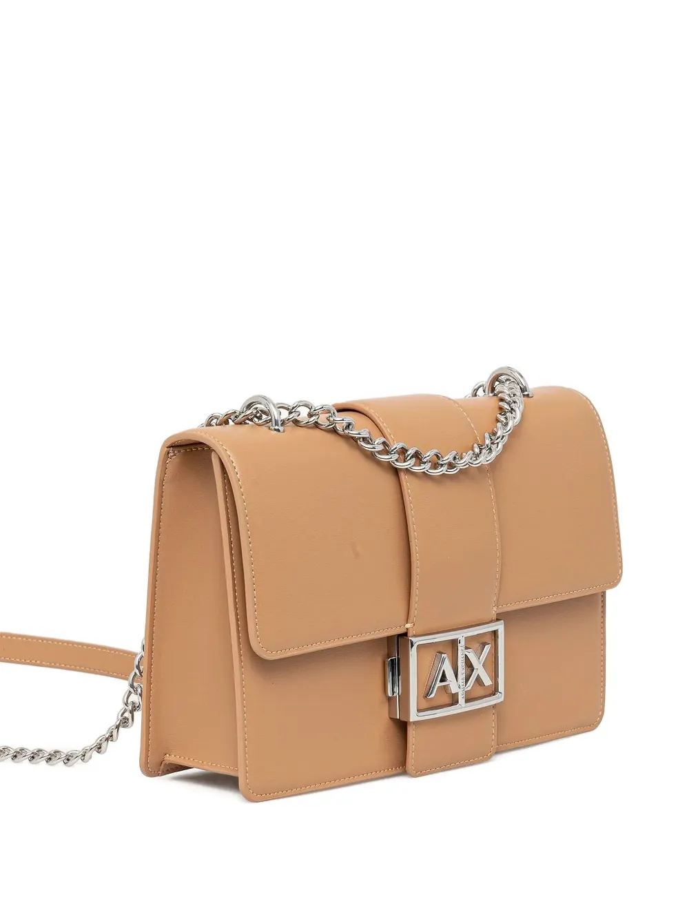 Armani Exchange Small Metal-logo Shoulder Bag In Brown