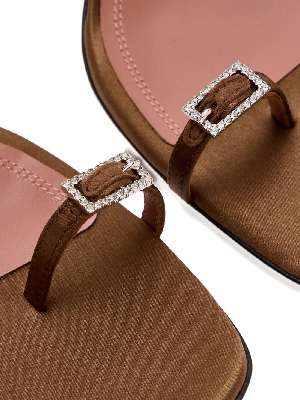 Amina Muaddi 105mm Adut crystal-buckle sandals Brown