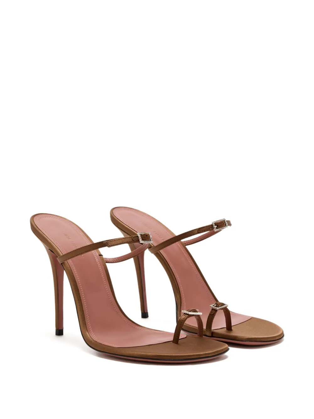 Amina Muaddi 105mm Adut crystal-buckle sandals Brown