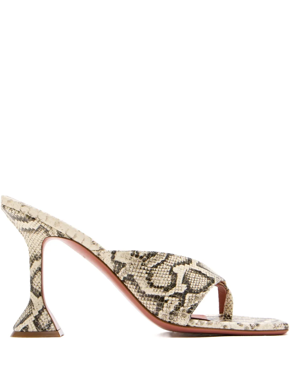 Amina Muaddi 95mm Shiona snakeskin-effect sandals Beige