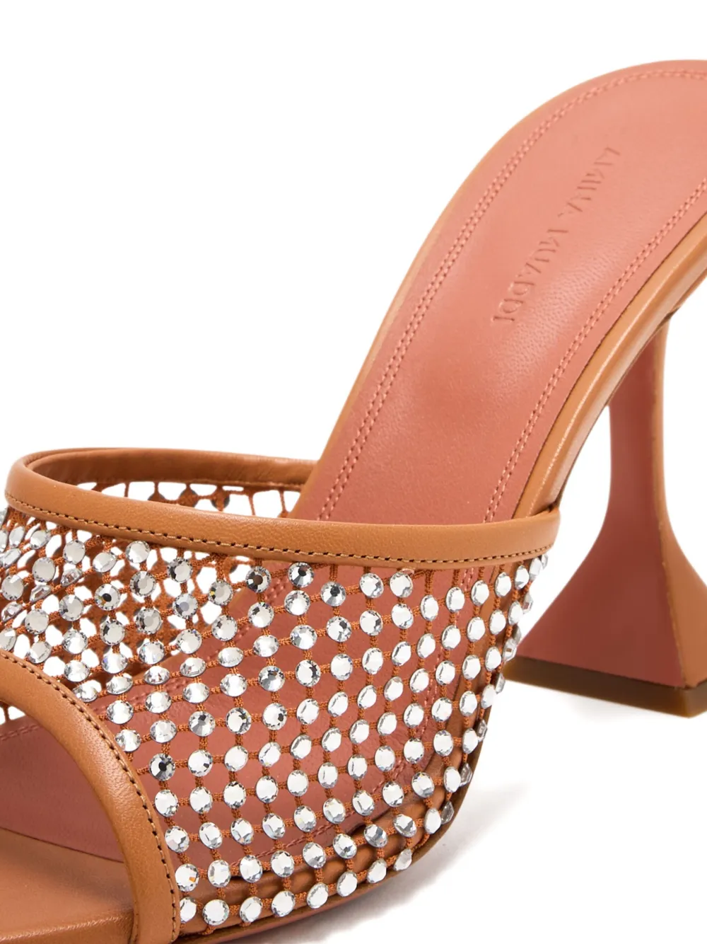 Amina Muaddi 95mm crystal-embellished net sandals Brown