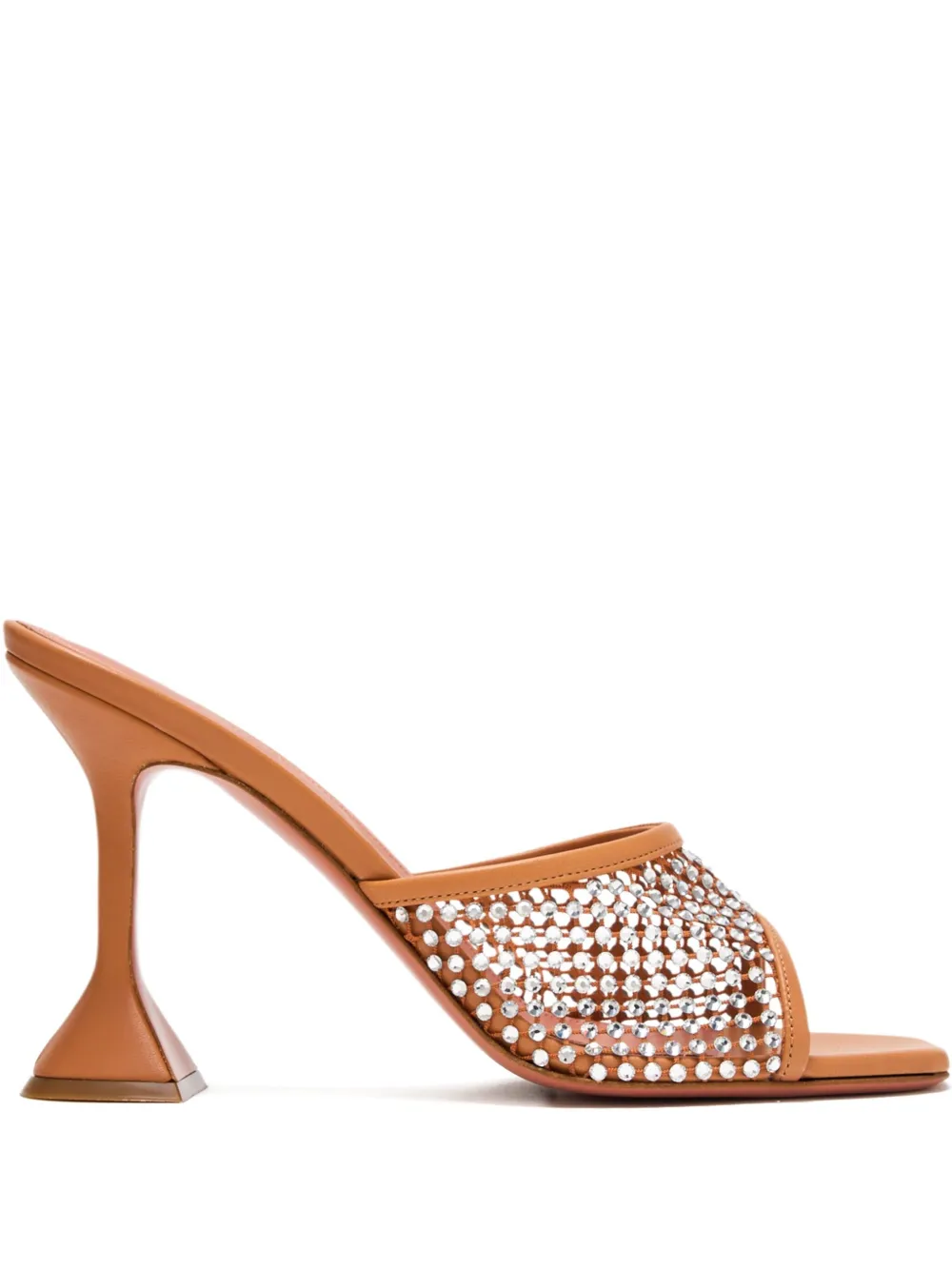 Amina Muaddi 95mm Crystal-embellished Net Sandals In Brown