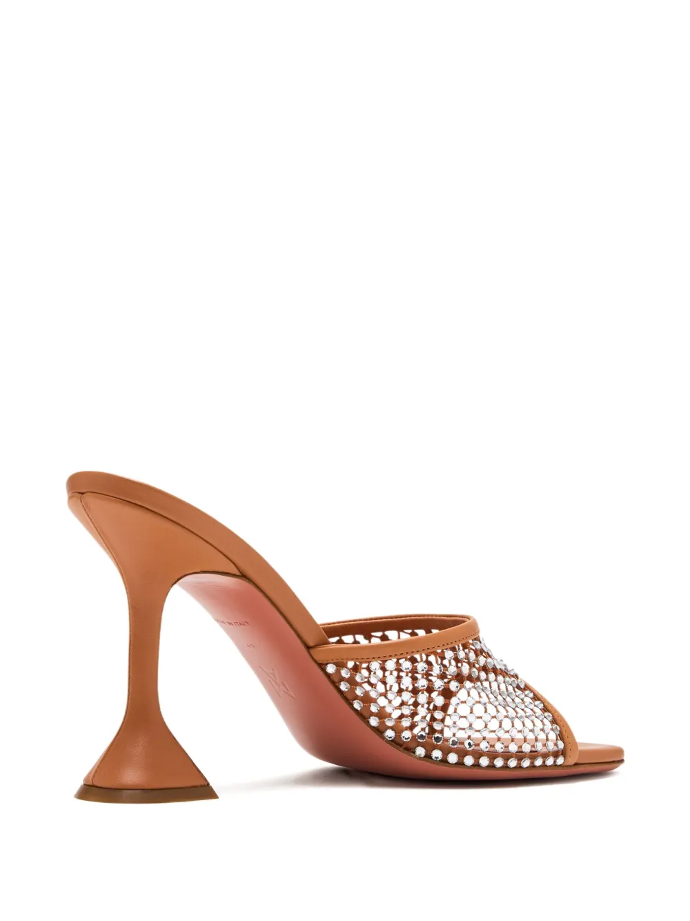 Amina Muaddi 95mm crystal-embellished net sandals Brown