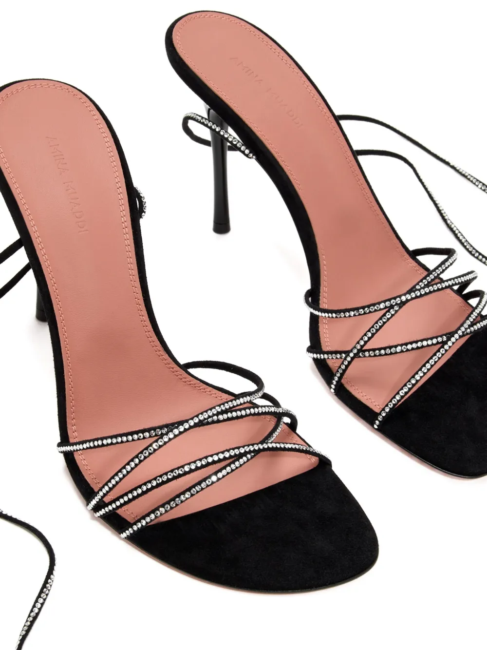 Amina Muaddi 95mm Lori strappy embellished sandals Black