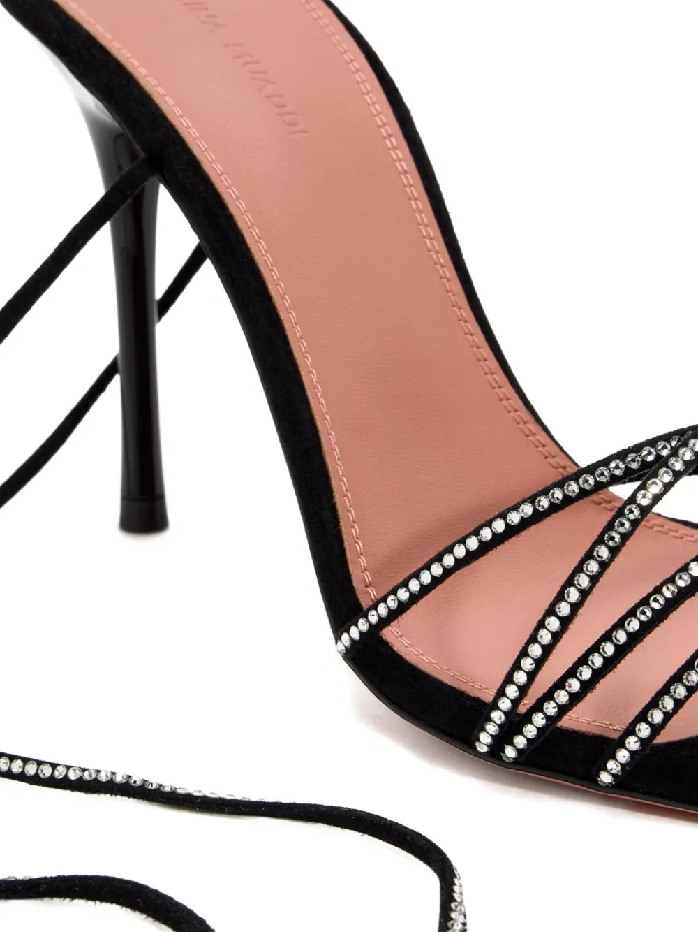 Amina Muaddi 95mm Lori strappy embellished sandals Black