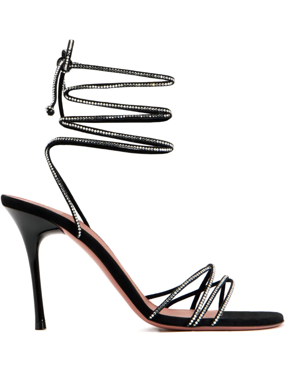 Amina Muaddi 95mm Lori strappy embellished sandals Black