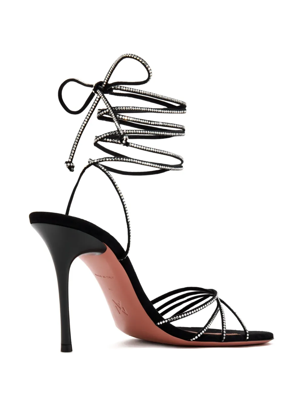 Amina Muaddi 95mm Lori strappy embellished sandals Black