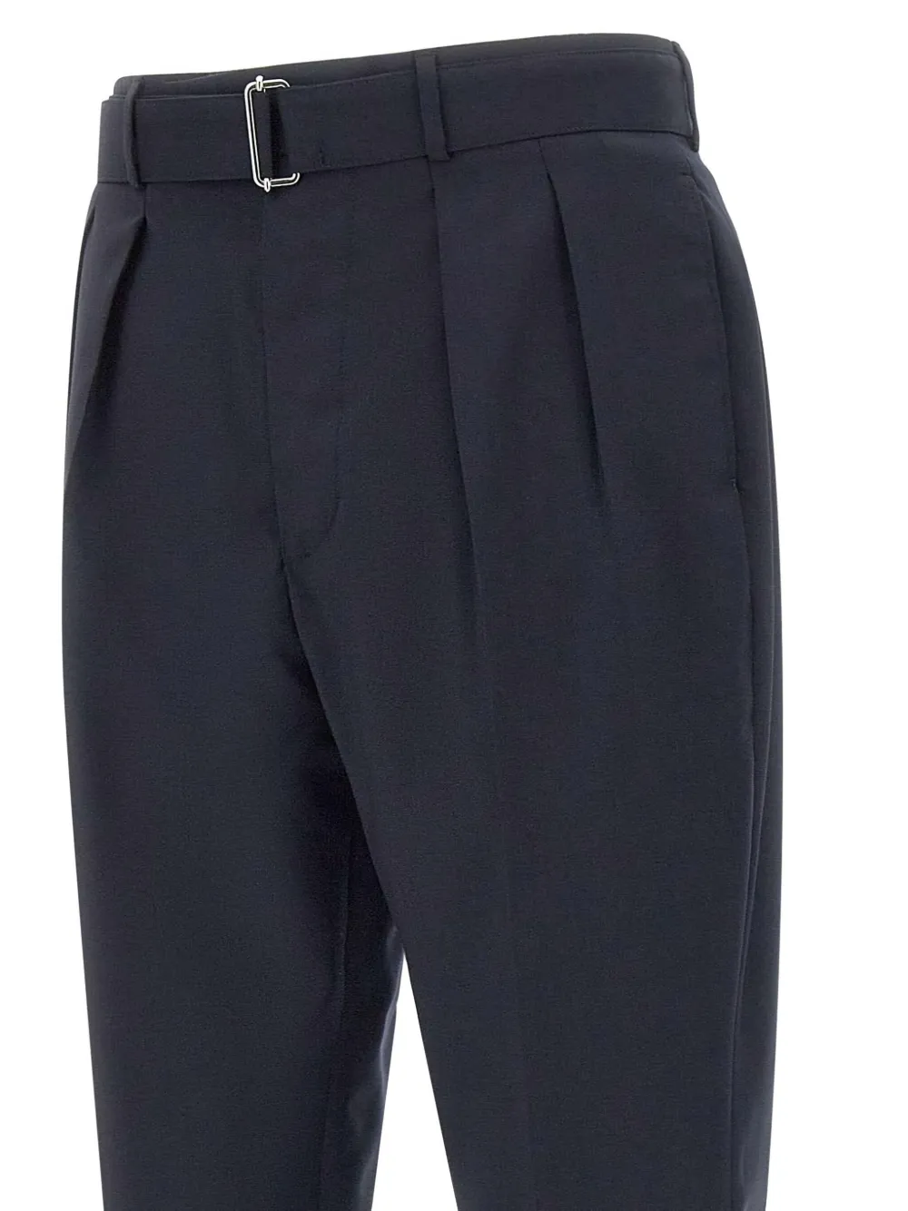 Officine Generale Pleated Belted Trousers In Blue