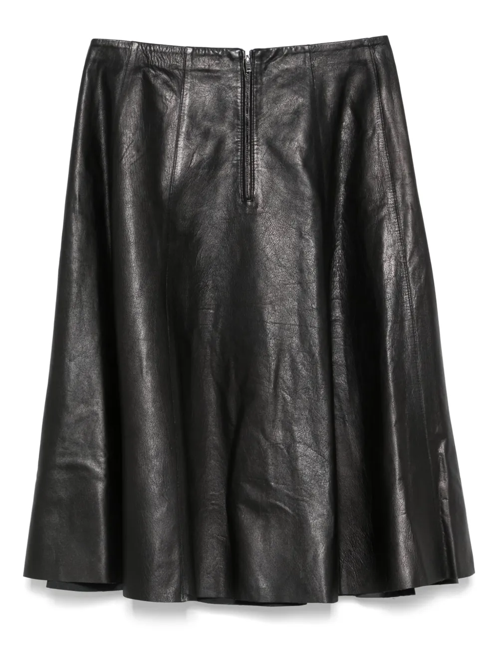Alysi leather A-line skirt - Zwart