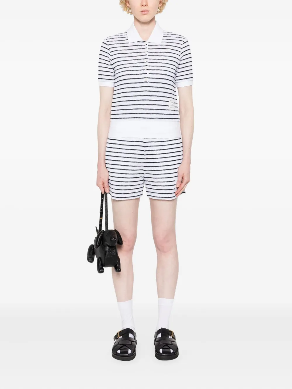 Thom Browne Striped Cotton Shorts With Adjustable Drawstring In Multi