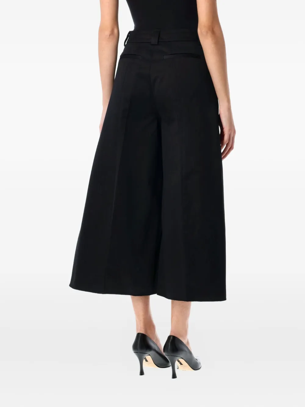 THELATEST Bella cropped broek met wijde pijpen Zwart