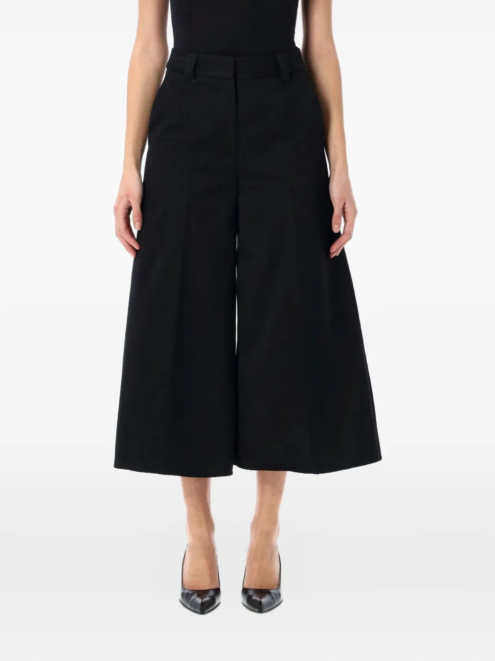 THELATEST Bella cropped broek met wijde pijpen Zwart