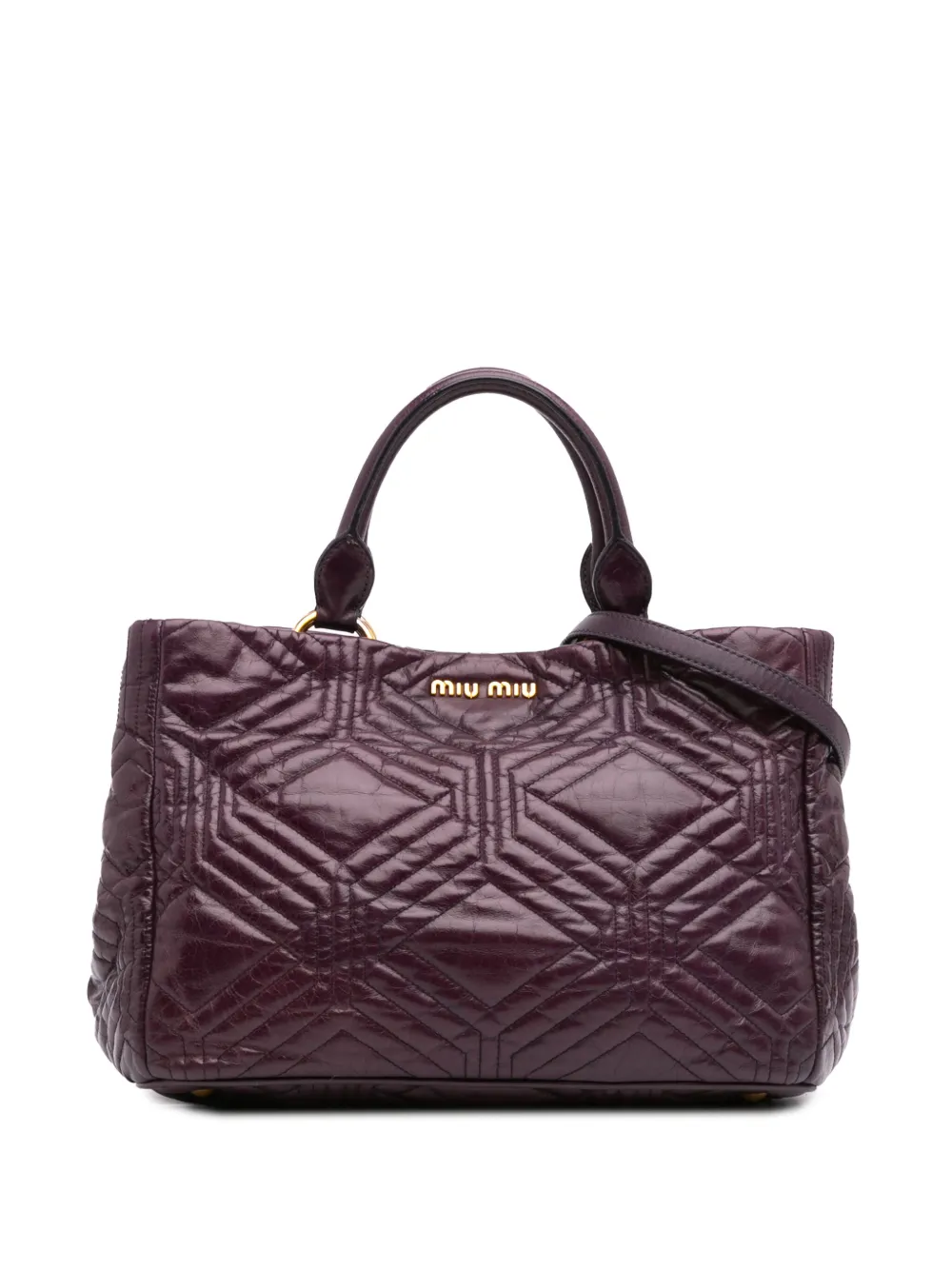 Pre-owned Miu Miu 2000-2024 Vitello Shine Calfskin Trapu Cipria Convertible Tote Satchel