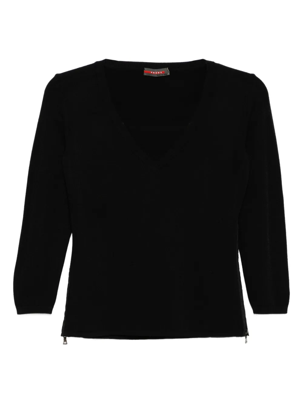 Prada Pre-Owned Vネック トップ - ブラック Prada Pre-Owned Vネック トップ - ブラック
