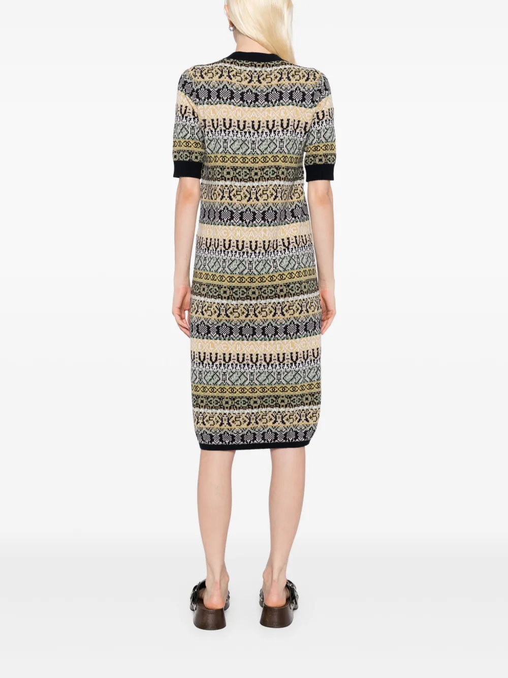 Pre-owned Chanel Patterned Dress In Yellow