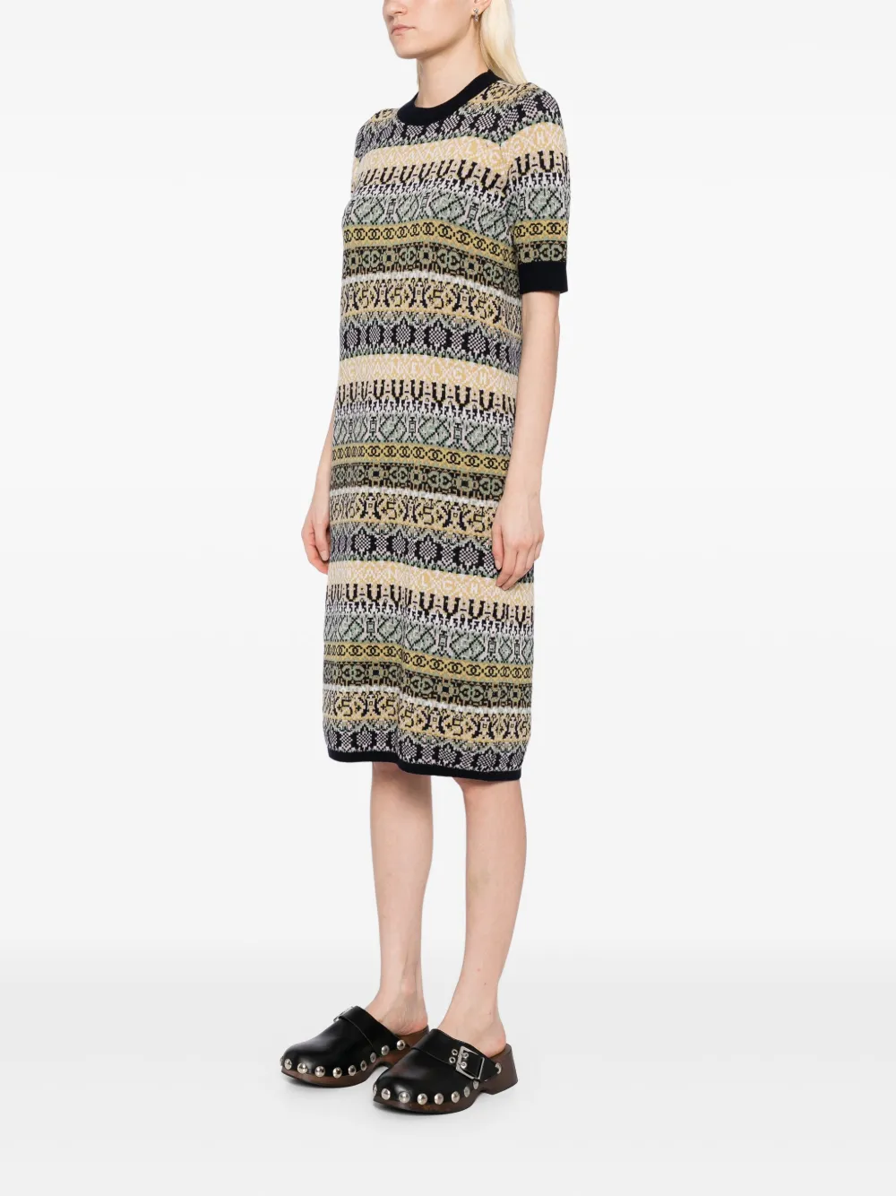 Pre-owned Chanel Patterned Dress In Yellow