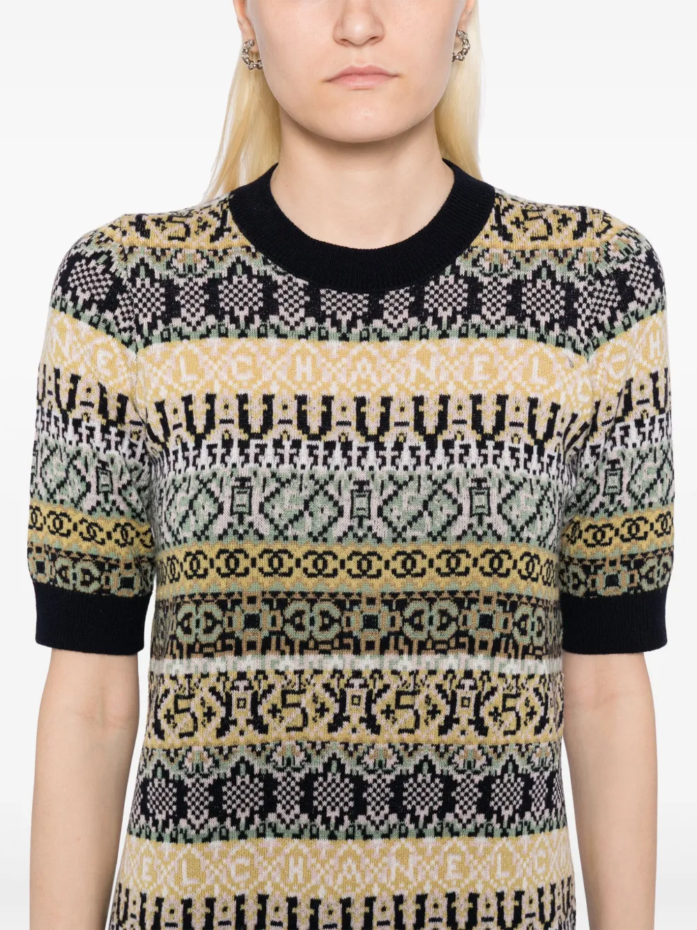 Pre-owned Chanel Patterned Dress In Yellow