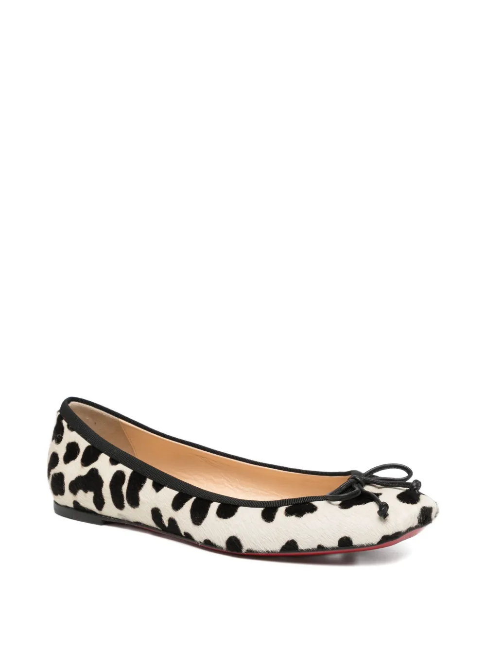 Pre-owned Christian Louboutin Pony-hair Cow Print Ballet Flats