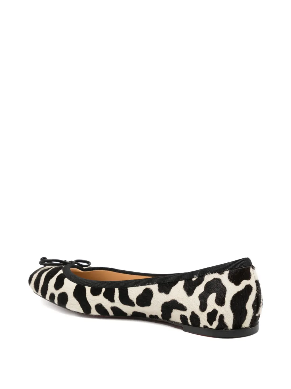 Pre-owned Christian Louboutin Pony-hair Cow Print Ballet Flats