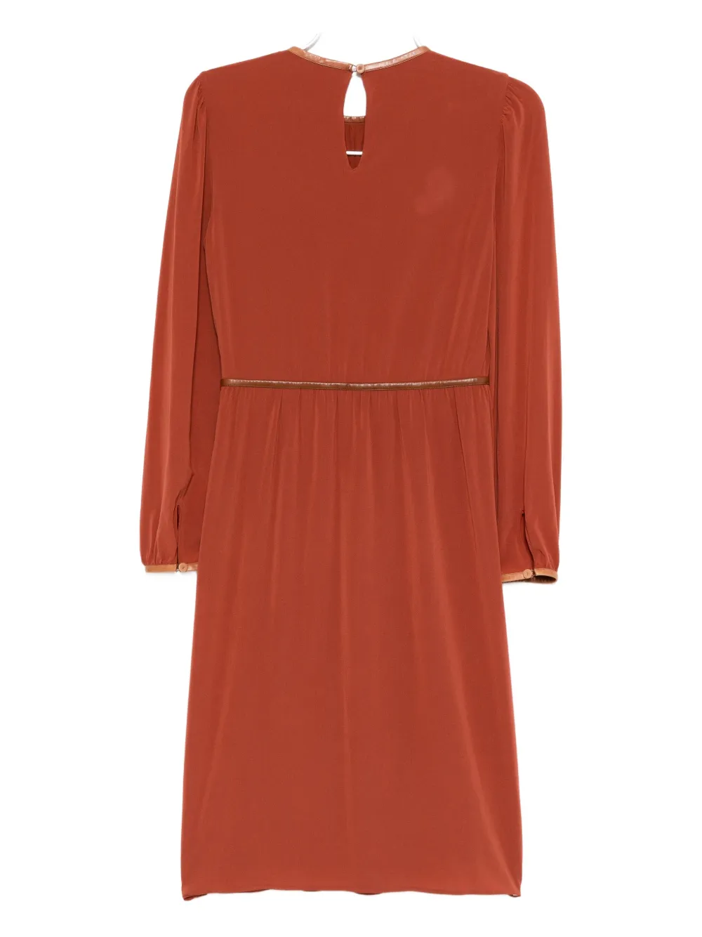 Prada Pre-Owned Jurk met lange mouwen en leren afwerking Rood