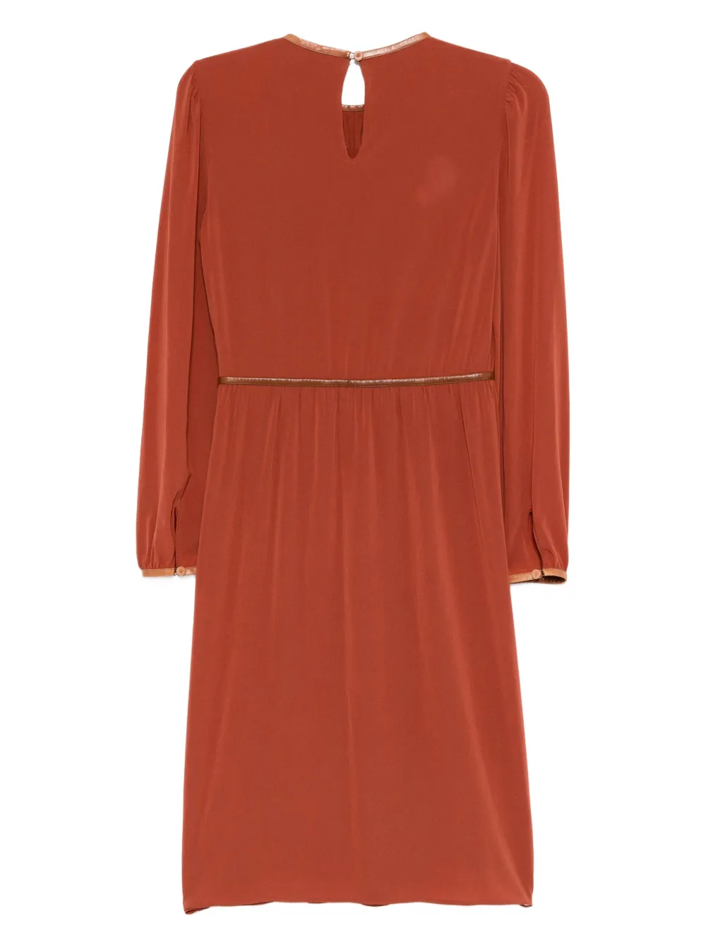 Prada Pre-Owned Jurk met lange mouwen en leren afwerking - Rood