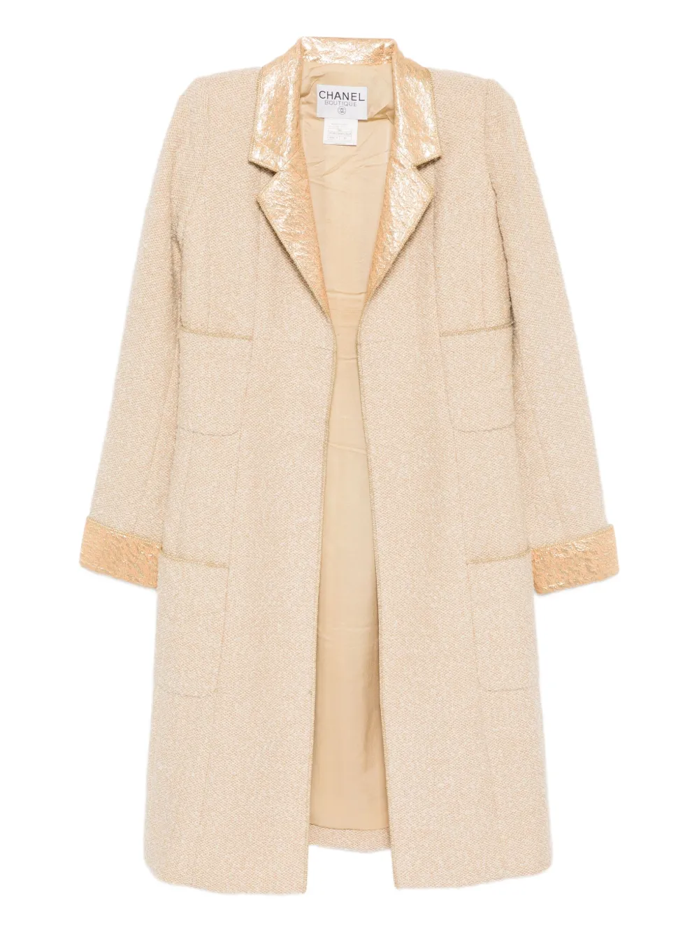 CHANEL Pre-Owned metallic tweed coat | Neutrals | Image 1