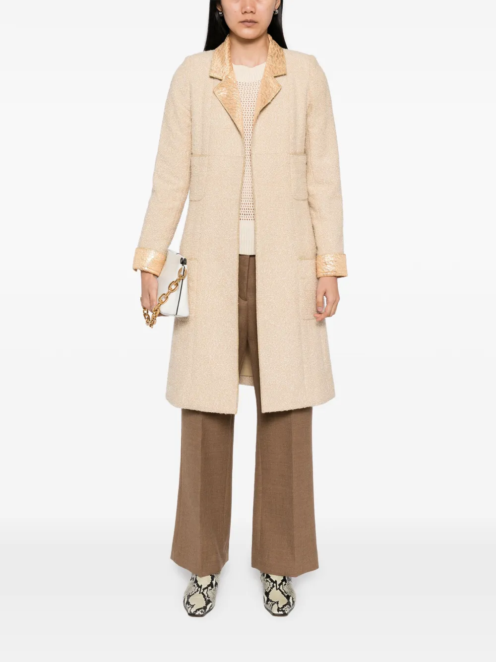 CHANEL Pre-Owned Metallic tweed jas - Beige