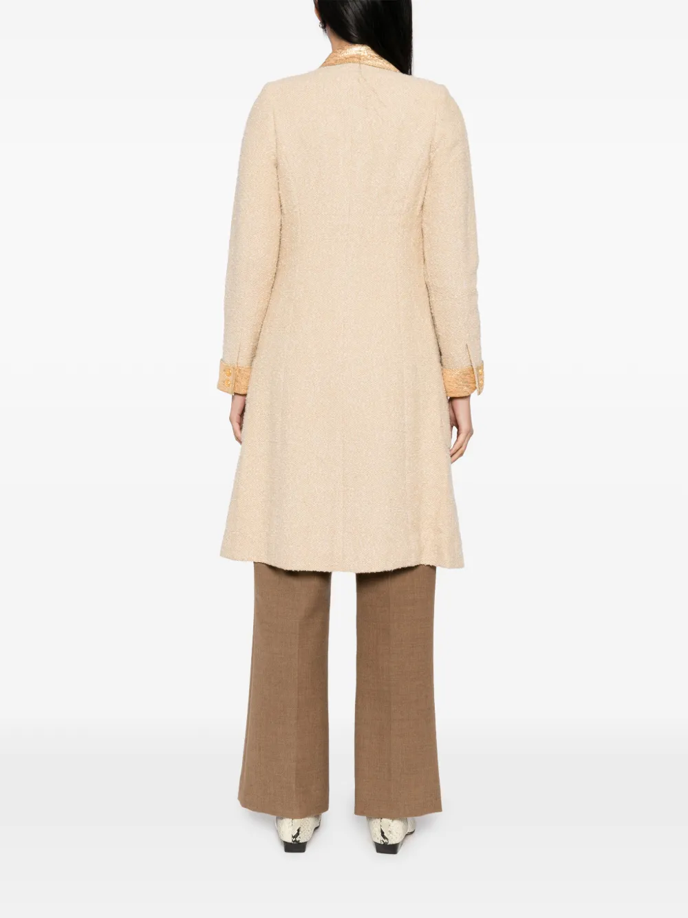 Pre-owned Chanel Metallic Tweed Coat In Neutral