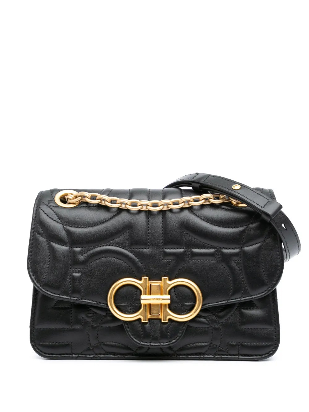 Ferragamo Pre-Owned 2000-2024 Quilted Leather Gancini Flap crossbody bag | Black | Image 1