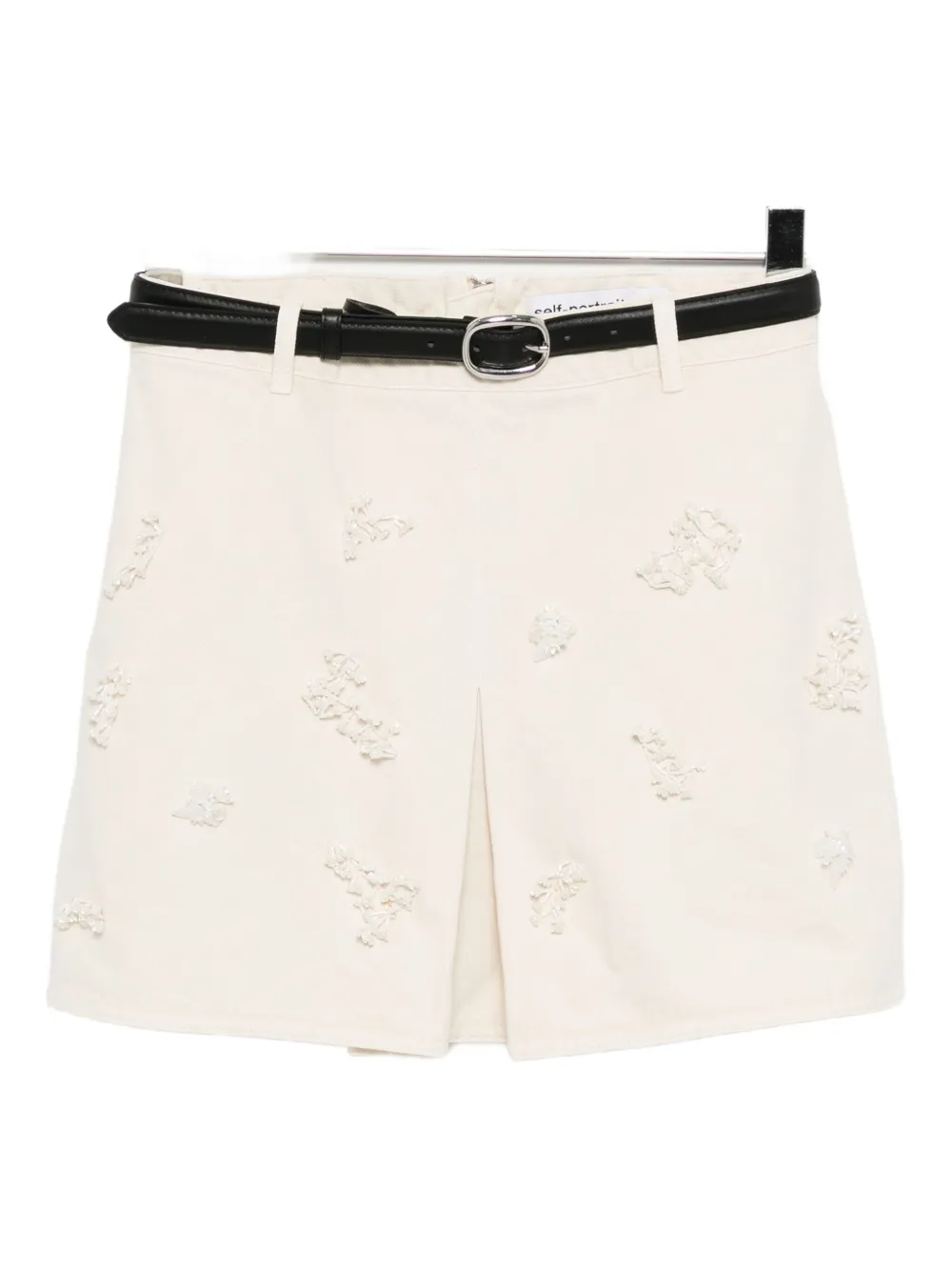 Self-portrait Beaded Floral Mini Skirt