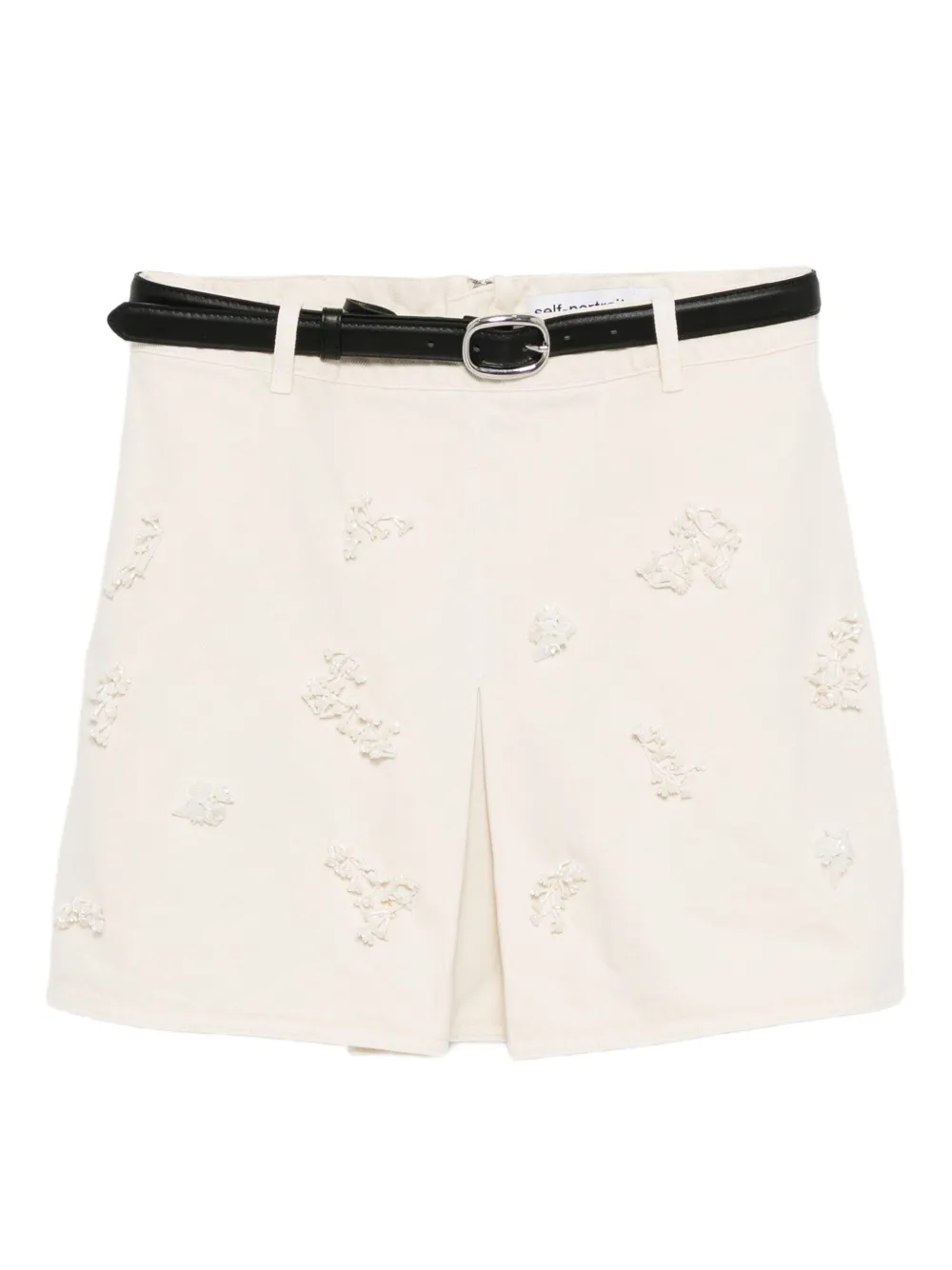 Self-Portrait beaded floral mini skirt | Neutrals | Image 1
